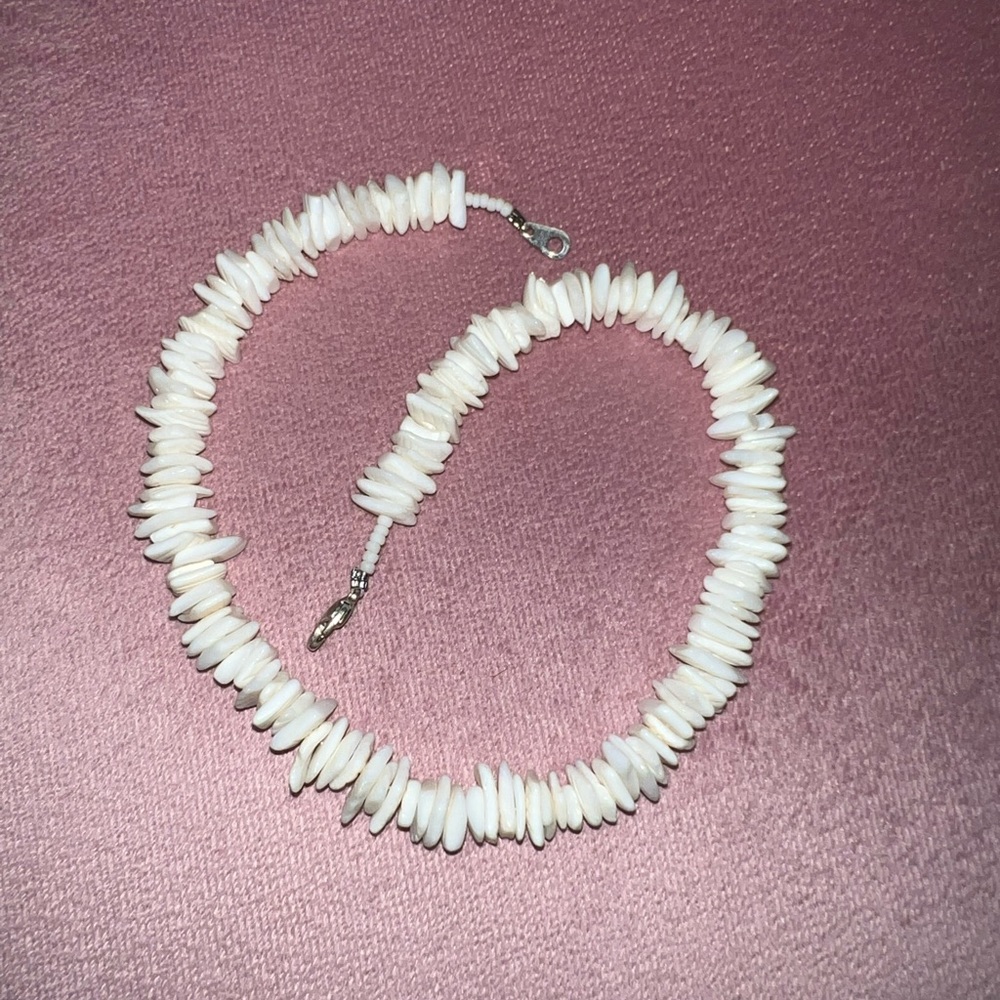 puka shell choker natural white native hawaiian necklace unisex - Picture 3 of 5